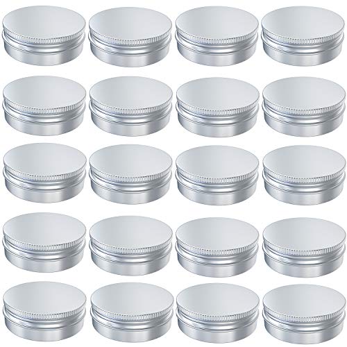 20 Pcs 0.5 Ounce Aluminum Tin Jar 15 ML Refillable Container, with Screw Lid, Silver