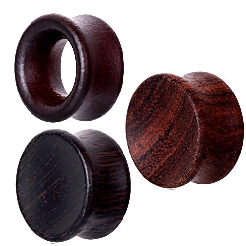 TIANCI FBYJS 3 Pair Concavity Wood Tunnels Black Wooden Ear Gauges Ear Plugs Expander Ear Piercing (16mm=5/8'')