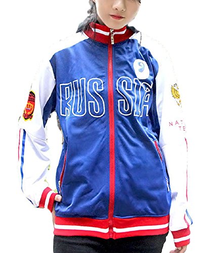 GK-O Anime Yuri on ICE Yuri Plisetsky Sportswear Hoodies Cosplay Jacket Russia (Asian Size Small) Blue