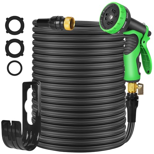 Expandable Garden Hose, 100ft Garden Hose, 2.5x Retractable Water Hose with 10 Function High Pressure Spray Nozzle & Holder, Leak-Proof Flexible Lightweight Hose for Gardening House Cleaning