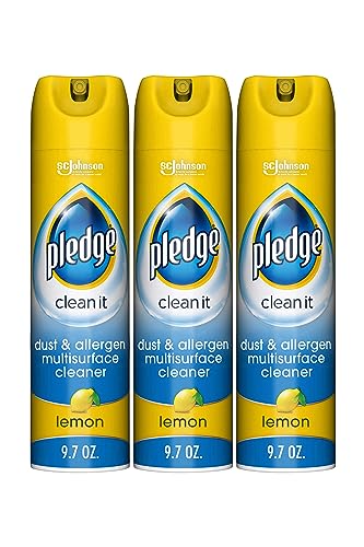 Pledge Everyday Clean Multi Surface Cleaner Aerosol, Dust & Allergen, Lemon, 9.7 oz (Pack of 3)