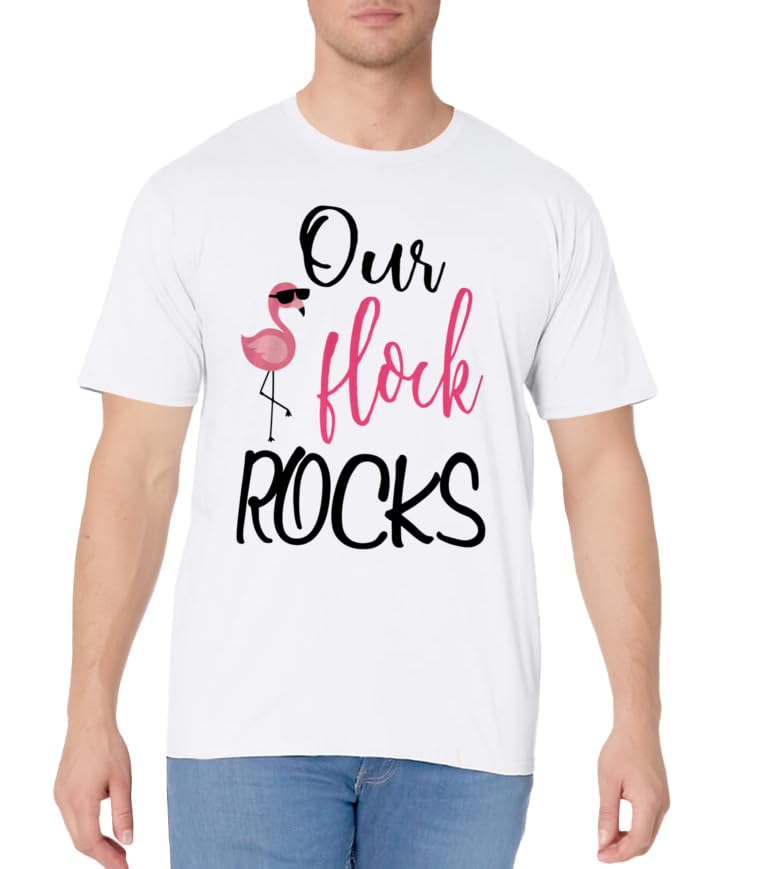 Our Flock Rocks Flamingo Mother's Day Gift T-Shirt