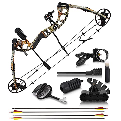 Creative XP Compound Bow and Arrow for Adults and Youth – Hunting Bow Archery Set with 4 Arrows, Fully Adjustable for Women and Youth 30-70 LBS, 24.5-31”, 320 FPS Speed, 5 Pin Sight, Quiver
