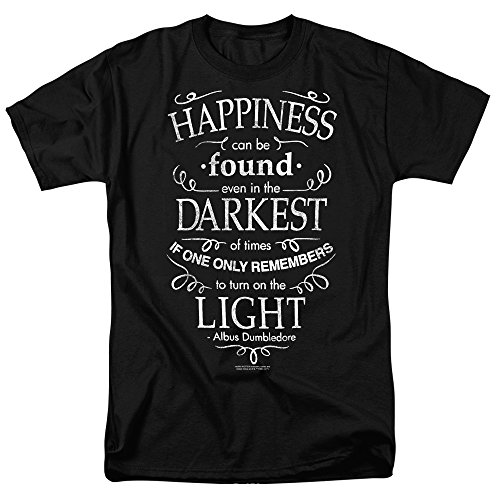 Harry Potter Shirt, Dumbledore Happiness Quote T Shirt & Stickers (X-Large) Black