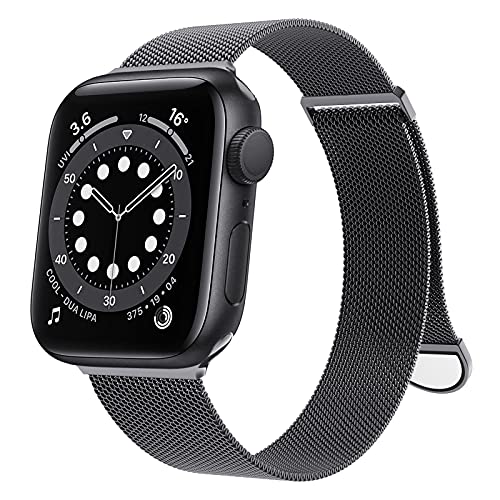 OULUOQI Compatible with Apple Watch Band Series 9, Ultra/Ultra 2, SE 8 7 6 5 4 3 2 1 38mm 40mm 41mm 42mm 44mm 45mm 49mm Women and Men, Stainless Steel Mesh Loop Magnetic Clasp Replacement for iWatch