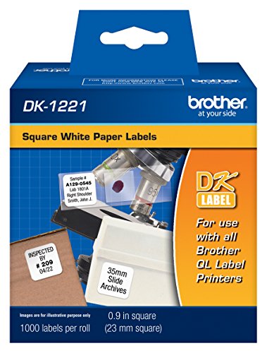 Brother DK1221 Square Paper Labels, 1000 Labels, White