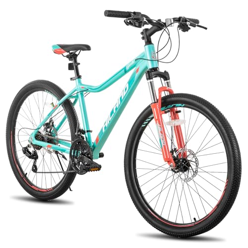 Hiland 26 Inch Mountain Bike for Women,21 Speed with Lock-Out Suspension Fork,Dual Disc Brakes,Aluminum Frame MTB,Adult Ladies Womens Bike Mens Bicycle