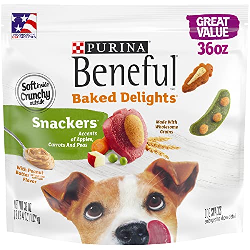 Purina Beneful Made in USA Facilities Dog Training Treats, Baked Delights Snackers - 36 oz. Pouch