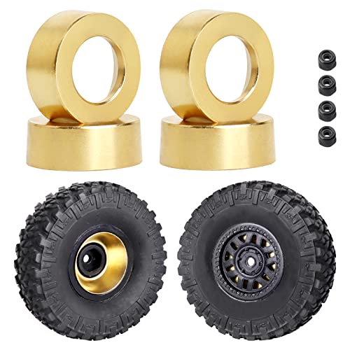 Hobbypark Brass Wheel Weights w/Locknuts for for Axial SCX24 Gladiator Bronco C10 JLU Deadbolt B17 1/24 RC Crawler