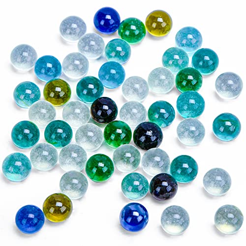 POPLAY 50 PCS Beautiful Player Marbles Bulk for Marble Games,Multiple Colors(1 Whistle for Free)