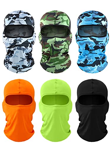 SATINIOR 6 Pcs Ski Mask Cover Full Face Mask Summer Face Covering Ice Silk UV Protection Balaclava Women Men Outdoor Sports(Camo)