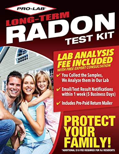 PRO-LAB Long-Term Radon Test Kit for Home EPA Approved with Advanced Alpha Track Detection Technology - Comprehensive Radon Monitoring with Lab Fee Included - Reliable & User-Friendly Solution