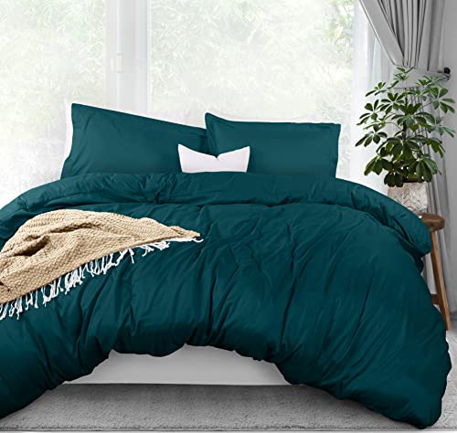 Utopia Bedding Duvet Cover King Size Set - 1 Duvet Cover with 2 Pillow Shams - 3 Pieces Comforter Cover with Zipper Closure - Ultra Soft Brushed Microfiber, 104 X 90 Inches (King, Teal)