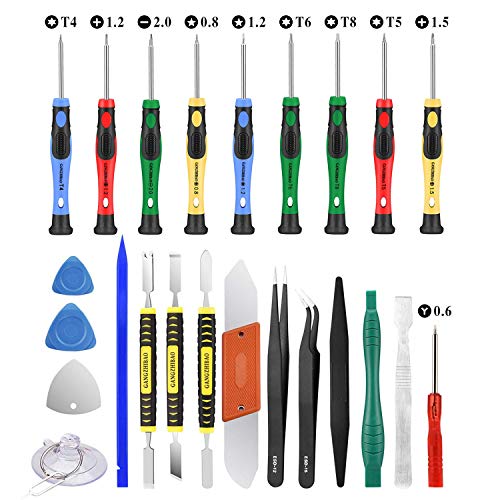 25pcs Electronics Repair Tool Kit, GangZhiBao Precision Screwdriver Set Magnetic for Fix Apple iPhone,Cell Phone,Smart Watch,Computer,PC,Tablet,iPad,Camera,Xbox,PS4 Pry Open Replace Screen Battery