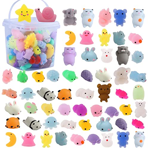 72 pcs Mochi Squishy Toys, Kawaii Squishy Animals for Party Favors Classroom Prize Pinata Easter Fillers Fidget Toys Pack Bulk Squishies Toys Gifts Christmas Stocking Valentines