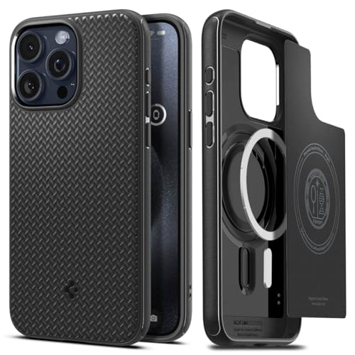 Spigen Magnetic Mag Armor MagFit Designed for iPhone 15 Pro Max Case, [Military-Grade Protection] Compatible with MagSafe (2023) - Matte Black