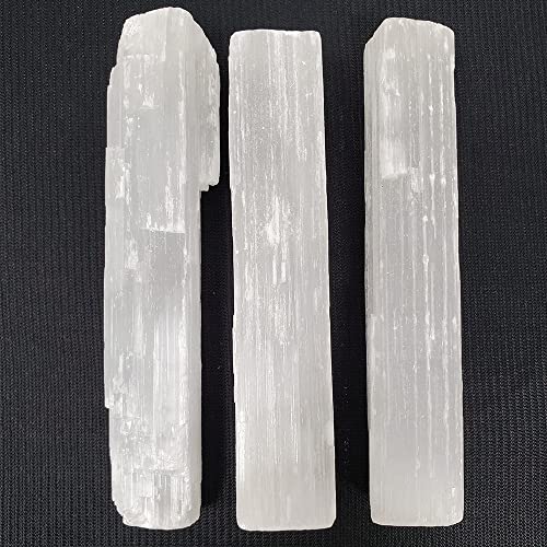 New Age Imports, Inc. ~ Premium Quality Selenite Sticks 4'. Great for Wicca, Reiki, Healing, Metaphysical, Chakra, Positive Energy, Meditation, Protection, Decoration or Gift (4' - 3 Stick Pack)