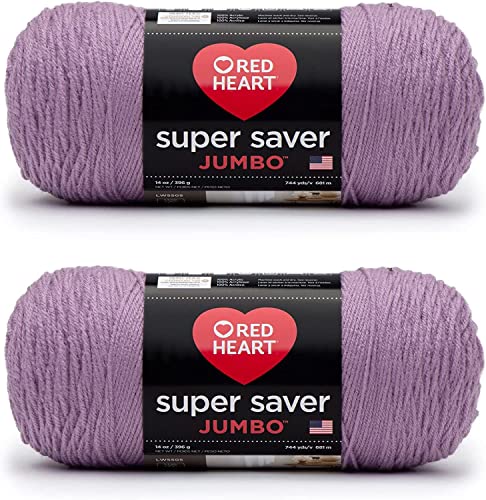 Red Heart Super Saver Jumbo Orchid Yarn - 2 Pack
