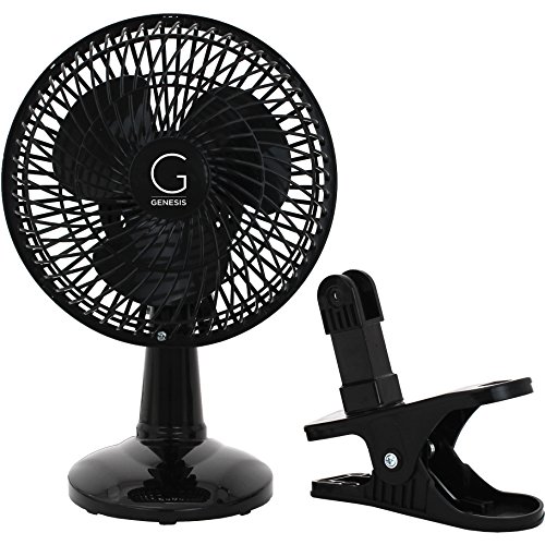 Genesis 6-Inch Clip Convertible Table-Top & Clip Fan Two Quiet Speeds - Ideal For The Home, Office, Dorm, More Black (A1CLIPFANBLACK