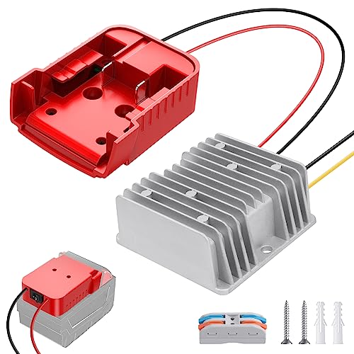 DC Power Aadpter for Milwaukee M18 Battery 18V to 12V Step Down Voltage Converter 15A MAX 180W Inverter Automatic Buck Converter DC Voltage Regulator with Upgraded Low Voltage Protection and Switch