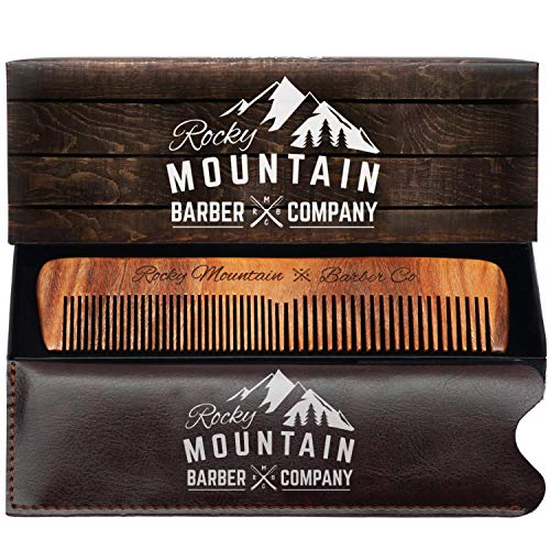 Hair Comb - Wood with Anti-Static & No Snag with Fine and Medium Tooth for Head Hair, Beard, Mustache with Premium Carrying Pouch in Design in Gift Box