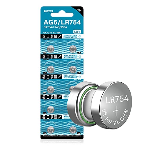 Cotchear AG5 Button Cell Battery 1.5V LR754 Battery 393 SR48 L754 SR754 Alkailine Coin Batteries [10Pcs/Pack]