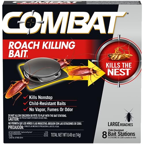 Combat Roach Killing Bait, Roach Bait Station For Large Roaches, Kills The Nest, Child-Resistant, 8 Count,Insects
