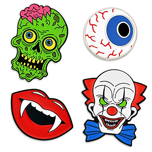 PinMart Halloween Horror Clown Zombie Fangs Eyeball Holiday Enamel Lapel Pin Set