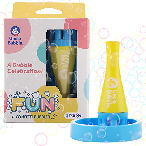Uncle Bubble Mini Bubble Blower - Non Toxic Plastic Confetti Bubbler, Fun Summer Toys for Kids, Girls and Boys, Blow Thousands of Mini Bubbles in One Breath