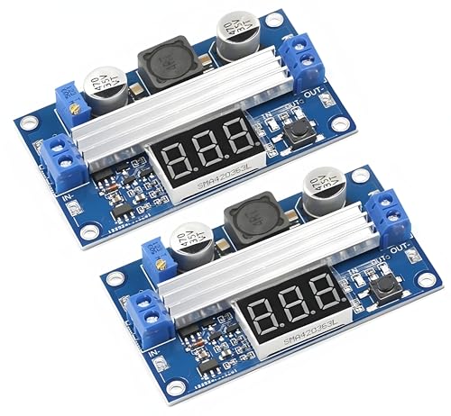 PAMEENCOS 2pcs DC-DC LTC1871 Booster Power Module, Step up High Power Supply Converter Module Board 100W, Adjustable Output 3.5 to 35V, with LED Digital Display Voltage Meter, Short Circuit Protection