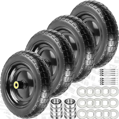 Upgraded 13' Flat Free Wheels Replacement for GOR Garden Cart Tires and Wheels, 4.00-6 Solid Tires and Wheels with 5/8'Bearings, 13' No Flat Wheels for GOR Garden Carts/Hand Trucks/Garden Carts-4PCS