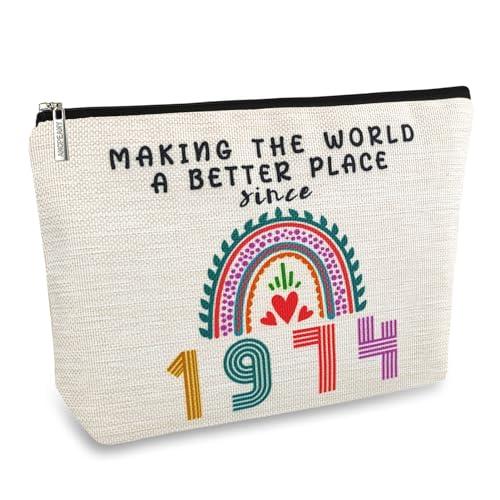 50th Birthday Gifts for Her, Funny 1974 50th Birthday Decorations Makeup Bag, Anniversary 50 Old Year Gift Ideas for Women, Wife, Sister, Mom, Aunt, Cool Cosmetic Travel Bag for Mothers Day, Christmas