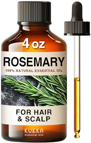 Kukka Rosemary Oil for Hair - 100% Natural Rosemary Hair Oil Rosemary Essential Oils for Skin, Diffuser & Aromatherapy (4 Fl Oz)