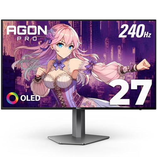 AOC Agon PRO AG276QZD 27' OLED Tournament Gaming Monitor 2560x1440, 240Hz 0.03ms, G-SYNC, PS5 Xbox Switch Compatible, Glossy, Black
