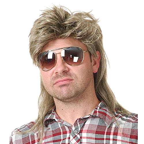 Kaneles Mullet Wigs for Men 80s Costumes Fancy Party Accessory Cosplay Wig (Blonde)