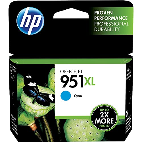 HP 951XL Cyan High-yield Ink Cartridge | Works with HP OfficeJet 8600, HP OfficeJet Pro 251dw, 276dw, 8100, 8610, 8620, 8630 Series | Eligible for Instant Ink | CN046AN