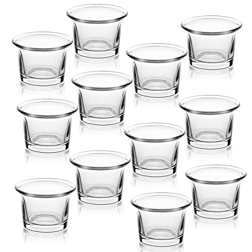Letine Tealight Candle Holder Set of 12- Clear Glass Votive Candle Holders Bulk for Christmas Decorations, Wedding, Party & Home Decor