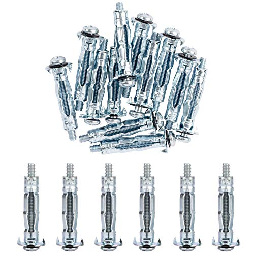 ISPINNER 20pcs M4x32mm Zinc Plated Steel Molly Bolt Hollow Drive Wall Anchor Screws for Drywall, Plaster and Tile