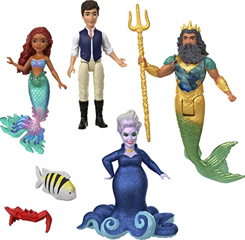 Mattel Disney The Little Mermaid Ariel's Adventures Story Set with 4 Small Dolls and Accessories, Toys Inspired by the Movie