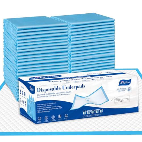 SOFYFINE Disposable Bed Pads 23 x 36 in (100 Pcs) Adults Incontinence Medical Underpads, Heavy Absorbent Chucks for Women Postpartum, Premium Baby Changing Pee Pad