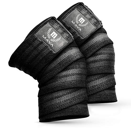 Mava Sports Knee Wraps (Pair) for Men & Women | Ideal for Cross Training, WODs, Gym Workouts, Weightlifting, Fitness & Powerlifting | Knee Straps for Squats | 72' Compression & Elastic Support