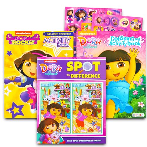 Dora the Explorer Coloring Book Super Set - 3 Dora Coloring Books Bundle with Dora Play Pack (Dora and Friends Party Supplies)
