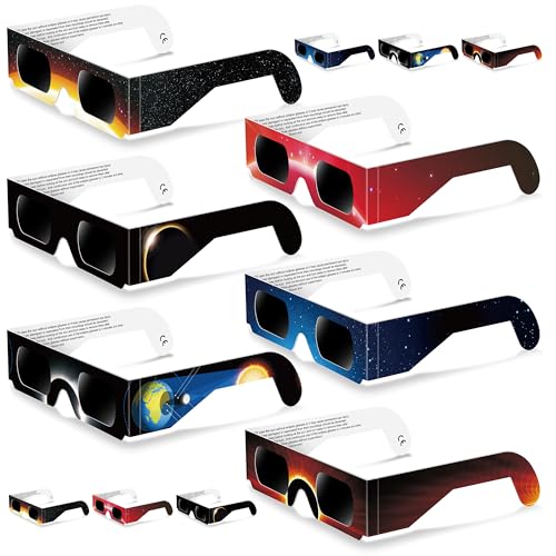 12 Packs Solar Eclipse Glasses 2024 CEand ISO Certified with Six Different Color Durable Paper Frames for Direct Sun Viewing (12 packs)
