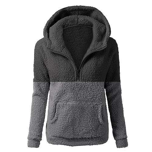 Ceboyel Womens Fleece Zip Up Jacket With Hood Sherpa Teddy Winter Coat Fuzzy Shearling Hoodie Trendy 2023 Outerwear Clothing Sherpa Jacket Women Plus Black Xxxl