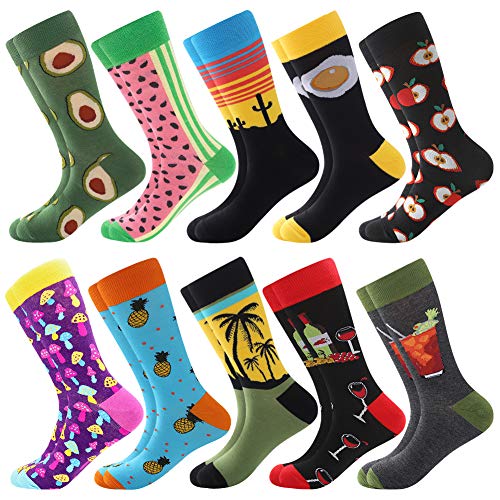 BISOUSOX Men's Novelty Socks Men's Fun Dress Socks Colorful Funky Fancy Crazy Funny Casual Socks for Men