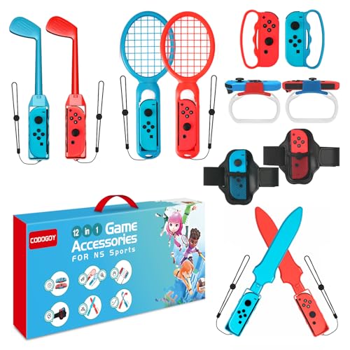 Switch Sports Accessories - CODOGOY 12 in 1 Switch Sports Accessories Bundle for Nintendo Switch Sports,Family Accessories Kit Compatible with Switch/Switch OLED Sports Games
