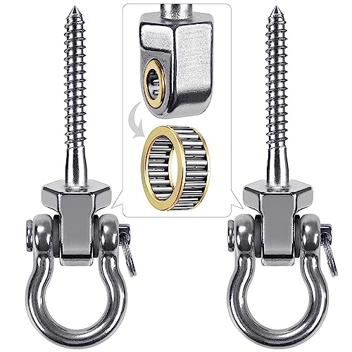 SELEWARE Heavy Duty Stainless Steel Swing Hangers with Bearings, 2-Pack - Quiet and Smooth Swivel Hooks for Porch, Patio, Playground - Indoor/Outdoor Swing Set Hardware, 1500LB Capacity