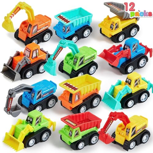 JOYIN 12-Piece Mini Construction Car Set, Plastic, Unisex, Non-Riding Toy Vehicle, Perfect for Imaginative Play and Parties