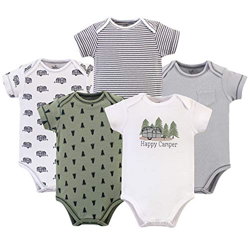 Touched by Nature baby boys Organic Cotton Bodysuits T Shirt Set, Happy Camper, 0-3 Months US