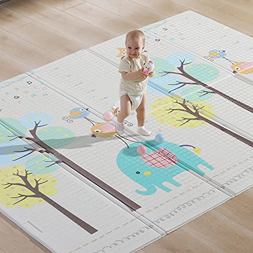 Calody Baby Play mat, Extra Large Baby Crawling Mat, Portable & Waterproof Non Toxic Soft Foam, Reversible Playmat for Baby Infant Toddler & Kids (79 x 59 x 0.4 in)